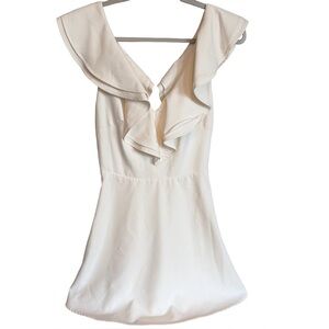Lulu's Chic Cream Ruffle Backless Dress S